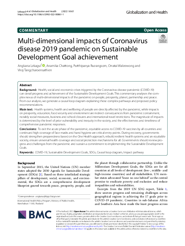 (PDF) Multi-dimensional impacts of Coronavirus disease 2019 pandemic on ...