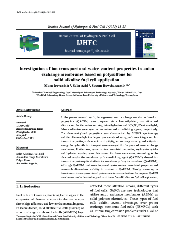 (PDF) Investigation of ion transport and water content properties in ...