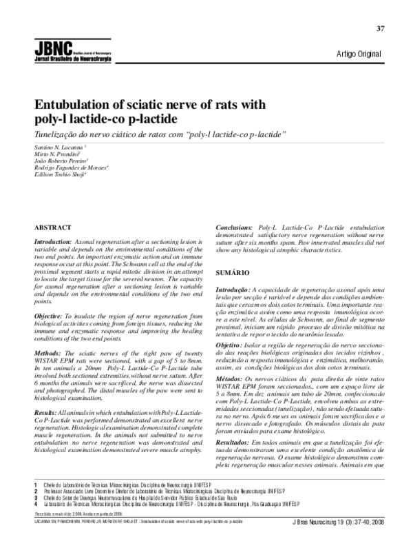 (PDF) Entubulation of sciatic nerve of rats with poly-l lactide-co p ...