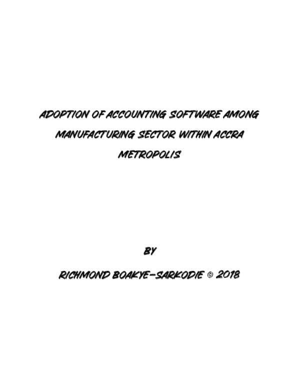 (PDF) Adoption of Accounting Software Among Manufacturing Firms Within