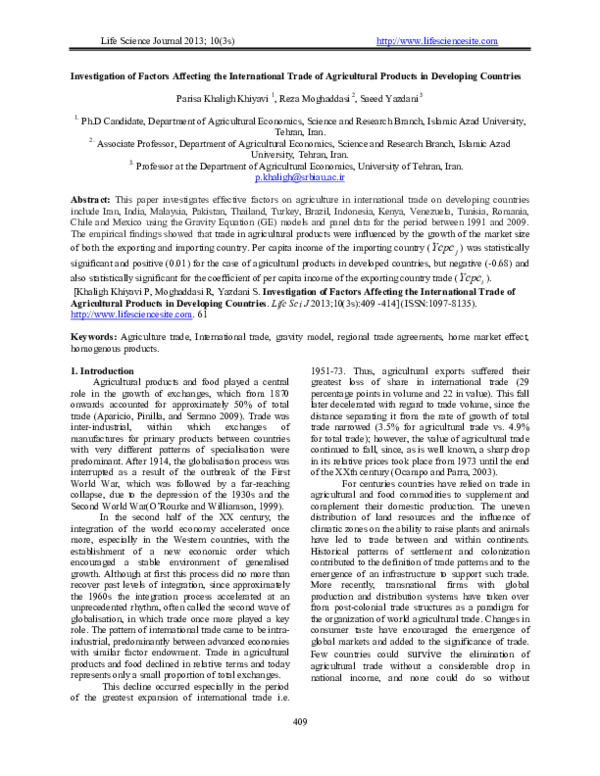 (PDF) Investigation of Factors Affecting the International Trade of ...