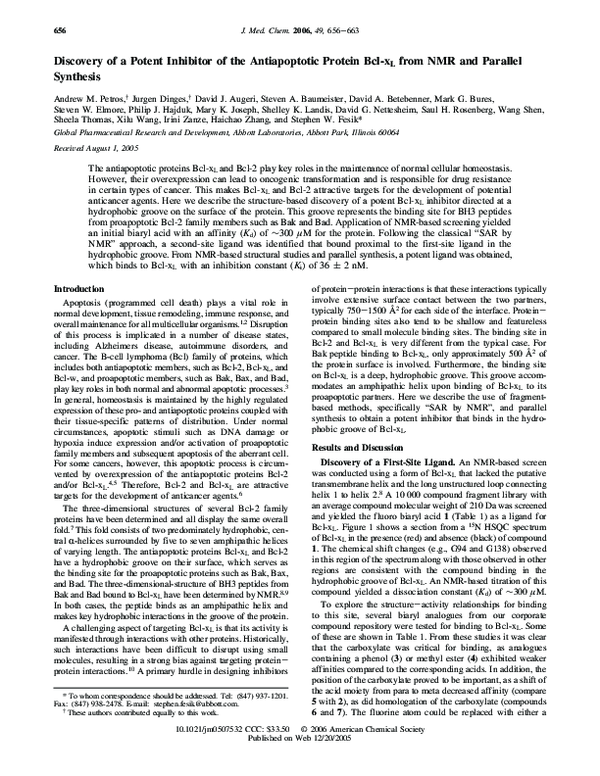 (PDF) Discovery of a Potent Inhibitor of the Antiapoptotic Protein Bcl ...