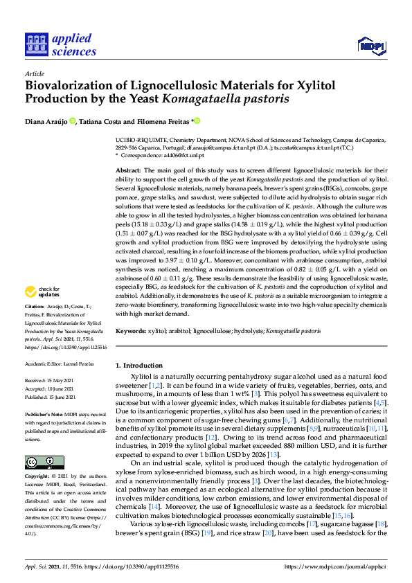 (PDF) Biovalorization of Lignocellulosic Materials for Xylitol