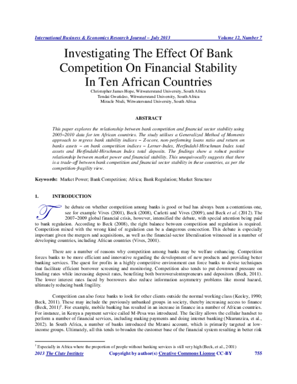 (PDF) Investigating The Effect Of Bank Competition On Financial ...