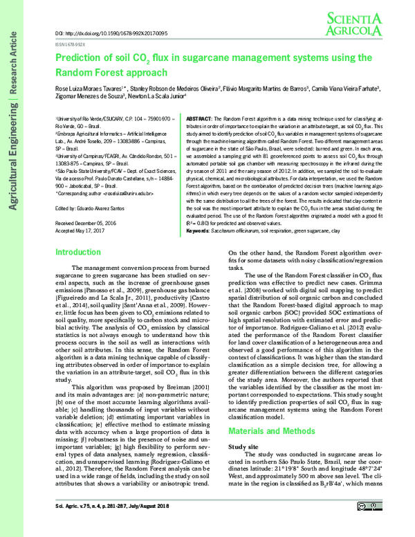 (PDF) Prediction of soil CO2 flux in sugarcane management systems using ...