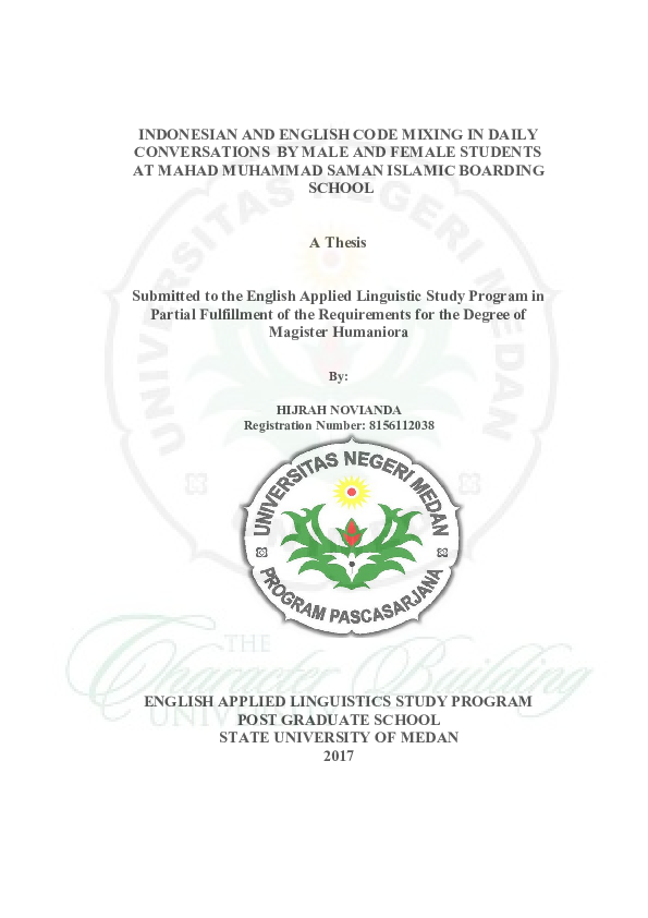 (PDF) Indonesian and English Code Mixing in Daily Conversations by Male ...