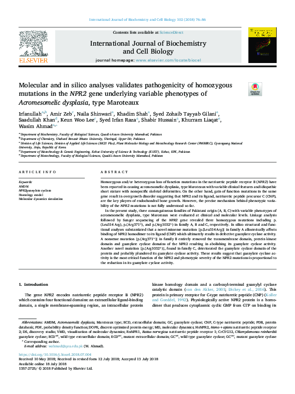 (PDF) Molecular and In silico Analyses Validates Pathogenicity of ...