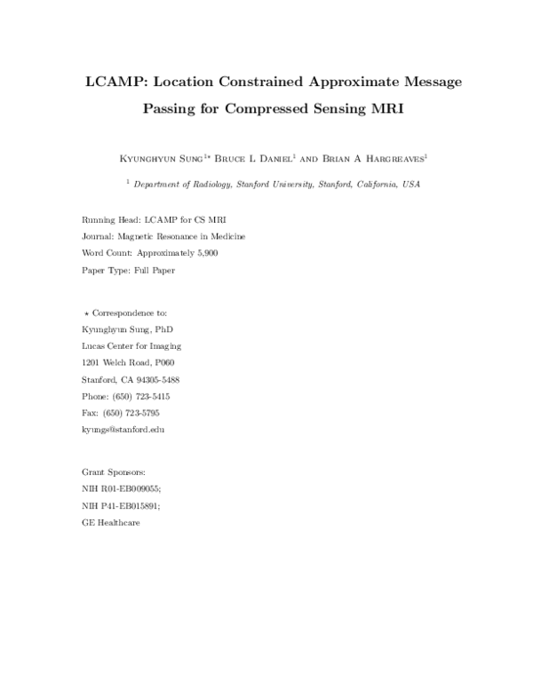 (PDF) Location constrained approximate message passing for compressed ...