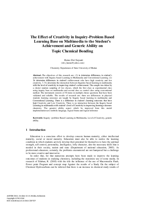 (PDF) The Effect of Creativity in Inquiry-Problem Based Learning Base ...