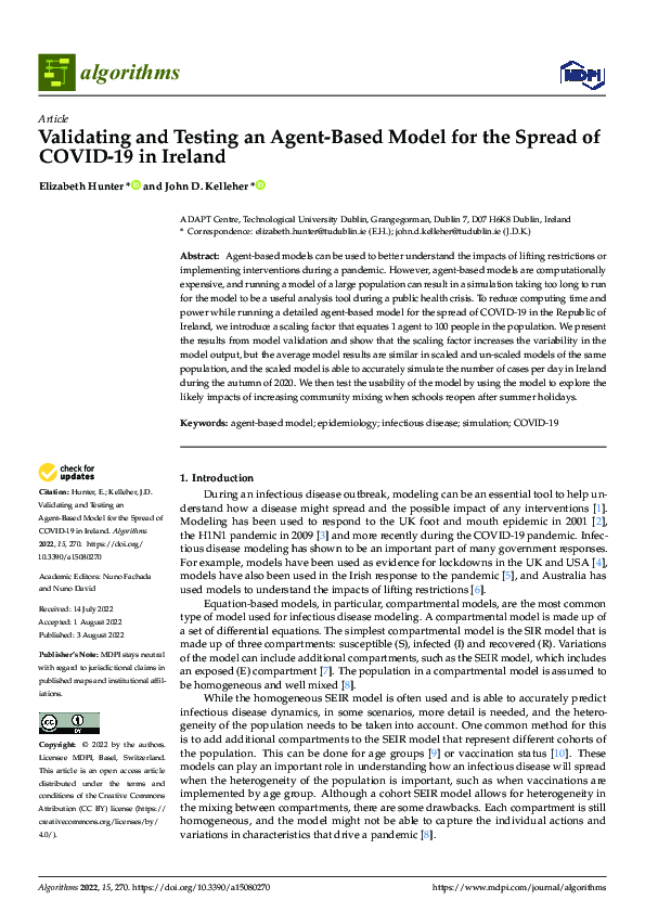 (PDF) Validating and Testing an Agent-Based Model for the Spread of ...