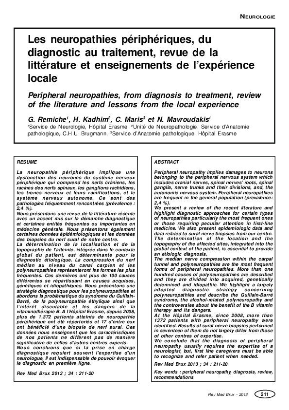 (PDF) [Peripheral neuropathies, from diagnosis to treatment, review of ...