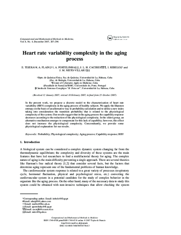 (PDF) Heart Rate Variability Complexity in the Aging Process