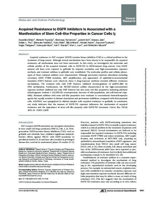 (PDF) Acquired Resistance to EGFR Inhibitors Is Associated with a ...