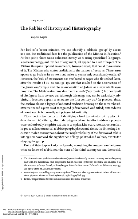 (PDF) The Rabbis of History and Historiography