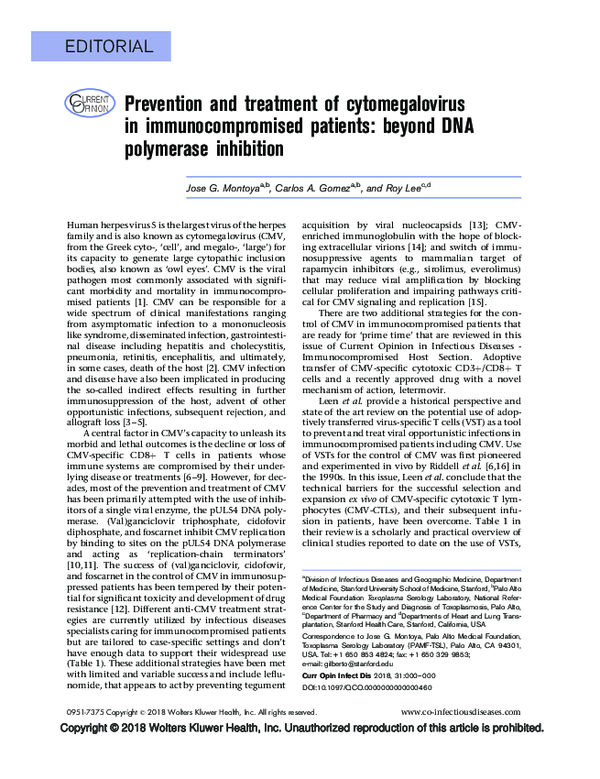 (PDF) Prevention and Treatment of Cytomegalovirus Infection