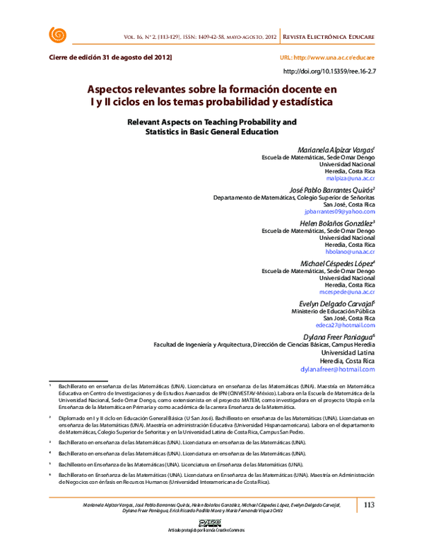 (PDF) Aspectos relevantes sobre la formación docente en I y II ciclos ...
