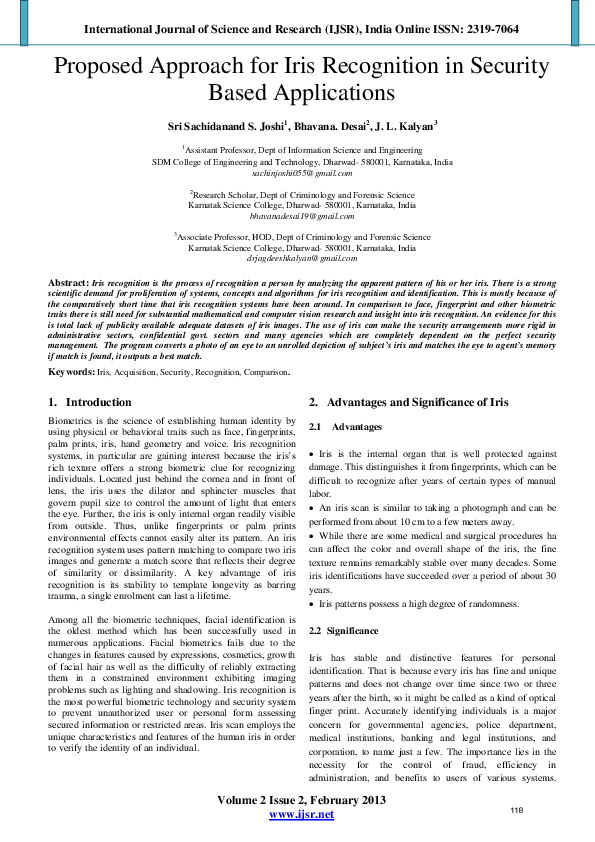 (PDF) Proposed Approach for Iris Recognition in Security Based Applications