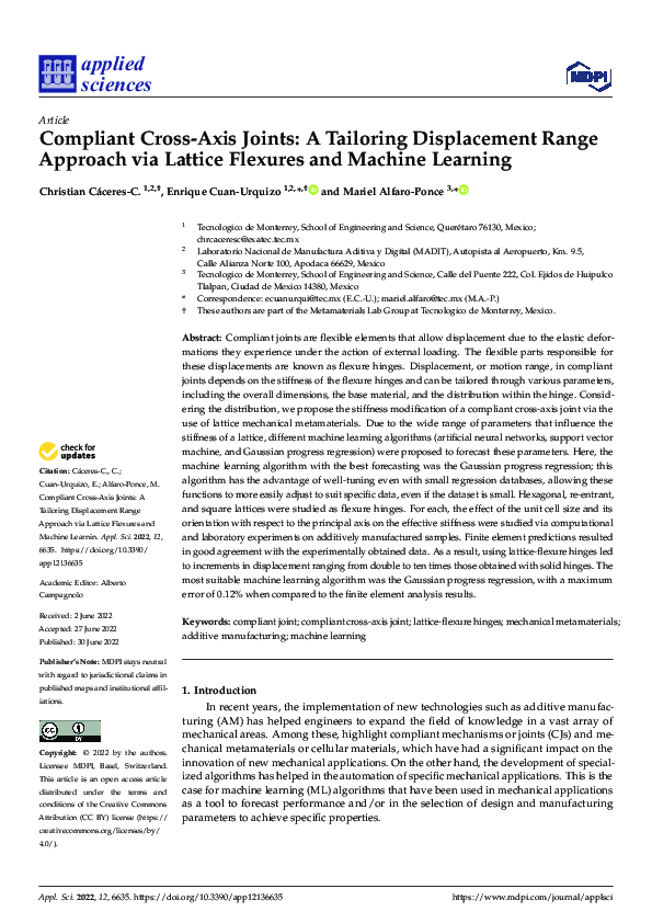 (PDF) Compliant Cross-Axis Joints: A Tailoring Displacement Range ...