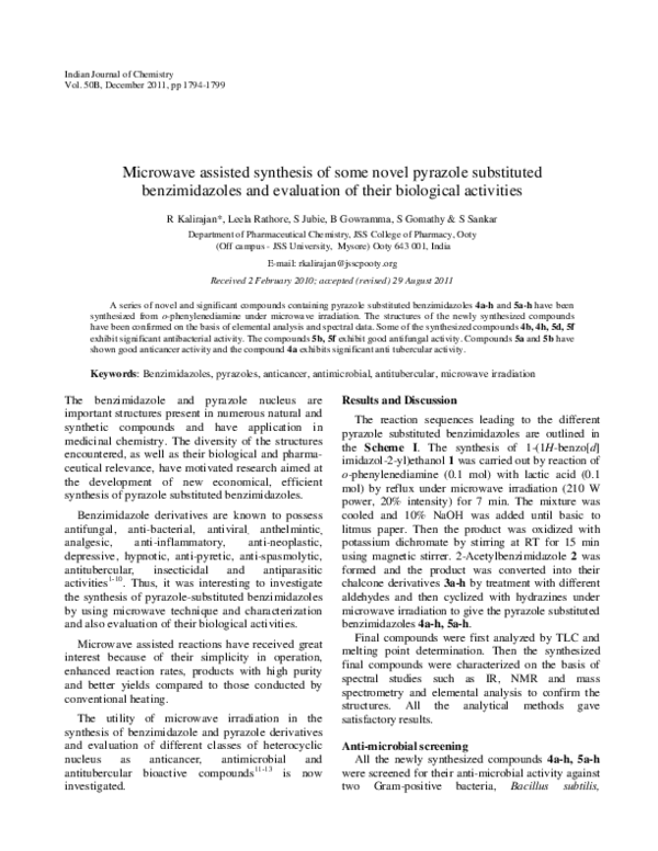 (PDF) ChemInform Abstract: Microwave Assisted Synthesis of Some Novel ...