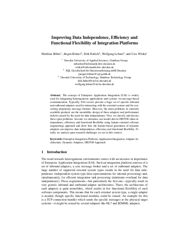 (PDF) Improving Data Independence, Efficiency and Functional ...