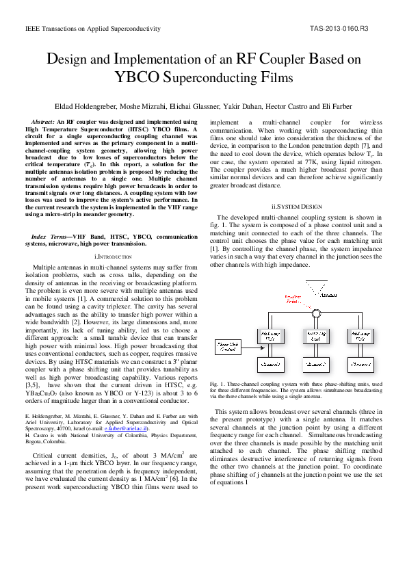 (PDF) Design and Implementation of an RF Coupler Based on YBCO ...