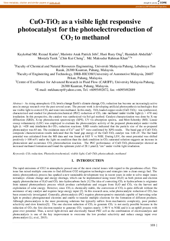 (PDF) CuO-TiO2 as a visible light responsive photocatalyst for the ...
