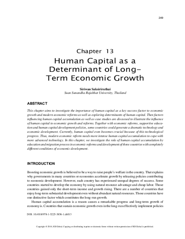 (PDF) Human Capital as a Determinant of Long-Term Economic Growth