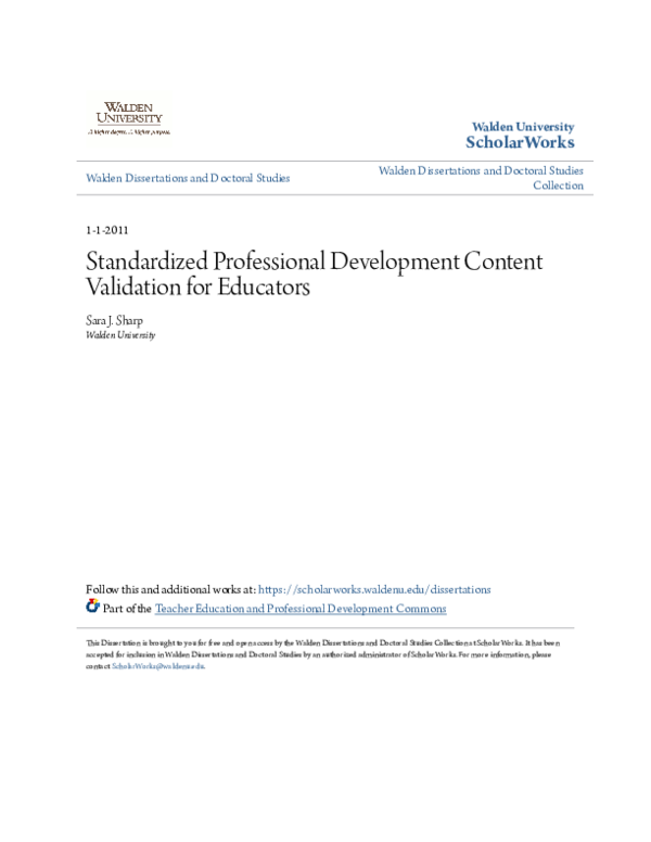(PDF) Standardized Professional Development Content Validation for ...