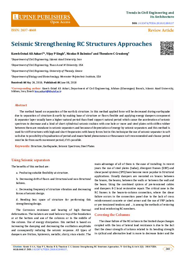 (PDF) Seismic strengthening of RC structures with exterior shear walls