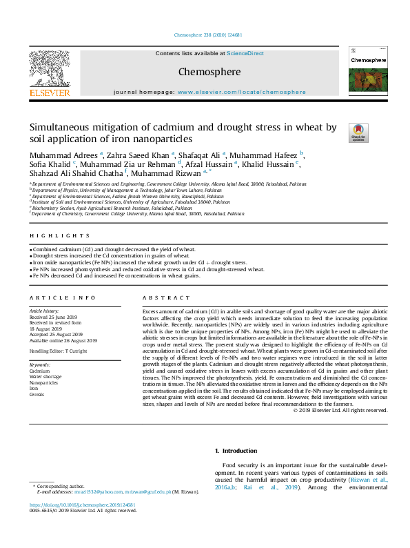 (PDF) Simultaneous mitigation of cadmium and drought stress in wheat by ...