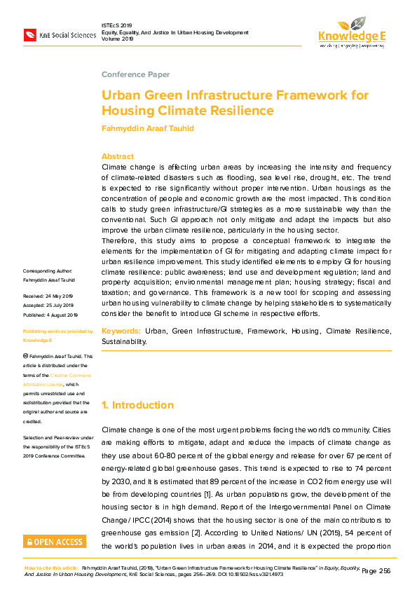 (PDF) Urban Green Infrastructure Framework for Housing Climate Resilience