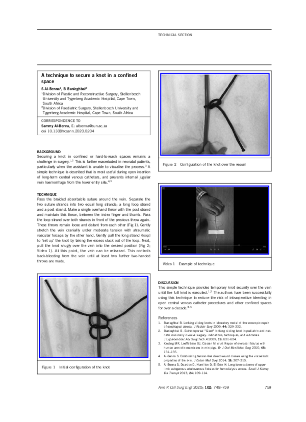 Photo inspiration: Pdf A Technique To Secure A Knot In A Confined Photo Inspiration