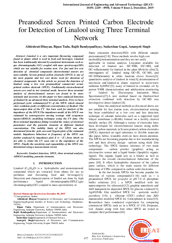 (PDF) Preanodized Screen Printed Carbon Electrode for Detection of ...