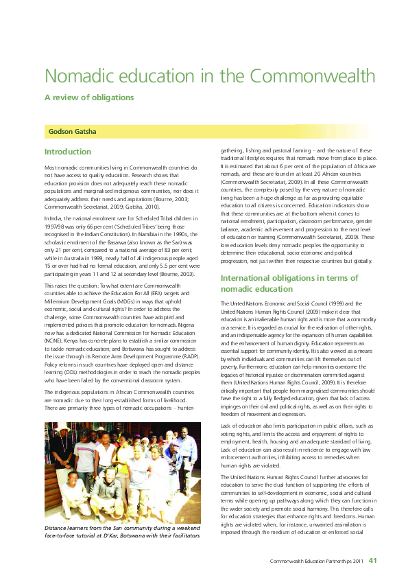 (PDF) Nomadic education in the Commonwealth A review of obligations