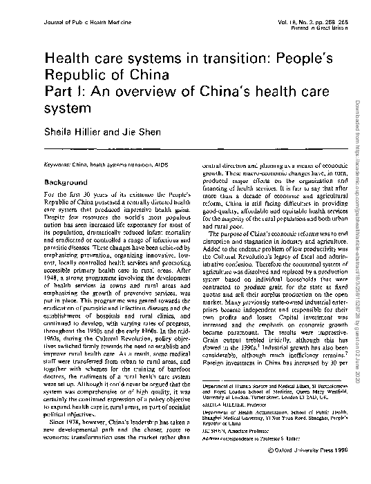 (PDF) Health care systems in transition: People's Republic of China ...