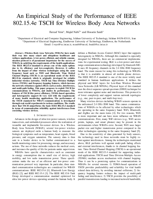 (PDF) An Empirical Study of the Performance of IEEE 802.15.4e TSCH for ...