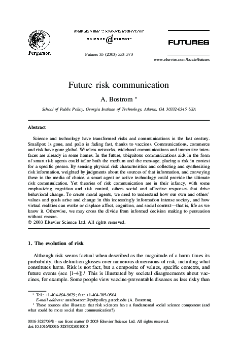 (PDF) Future risk communication