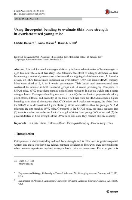 (PDF) Using three-point bending to evaluate tibia bone strength in ...