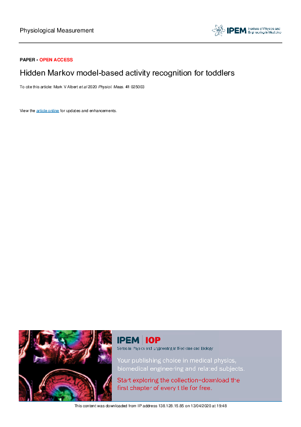 (PDF) Hidden Markov model-based activity recognition for toddlers