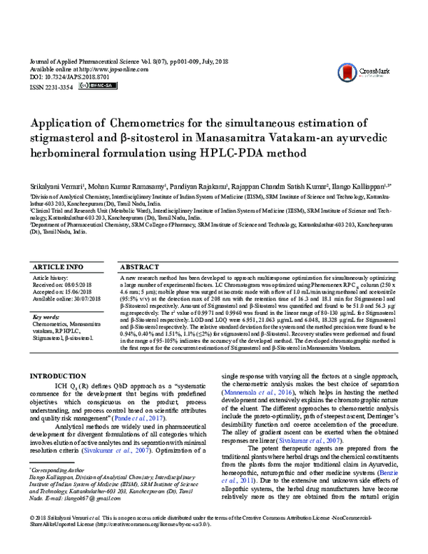 (PDF) Application of Chemometrics for the simultaneous estimation of ...
