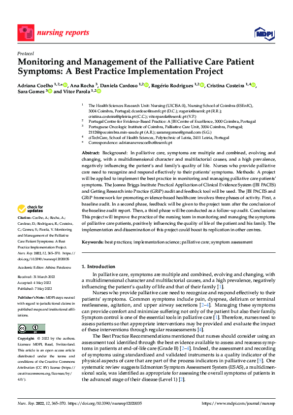 (PDF) Monitoring and Management of the Palliative Care Patient Symptoms ...