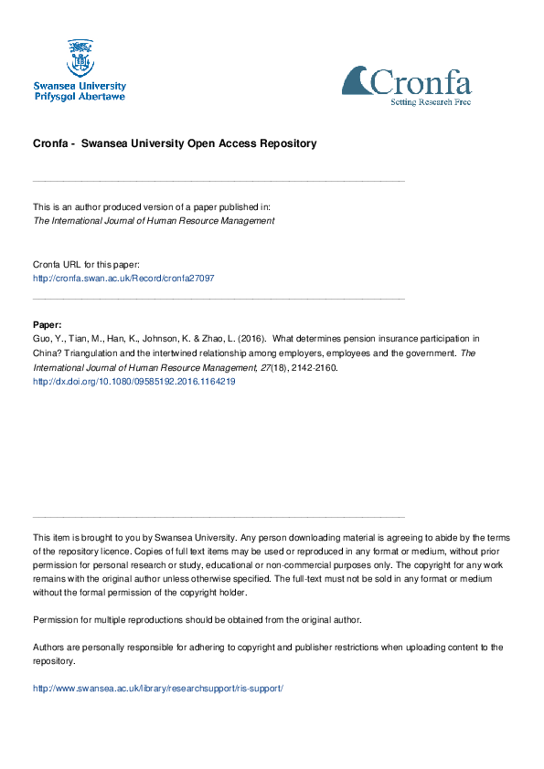 (PDF) What determines pension insurance participation in China ...