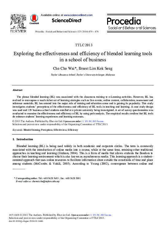 (PDF) Exploring the Effectiveness and Efficiency of Blended Learning ...