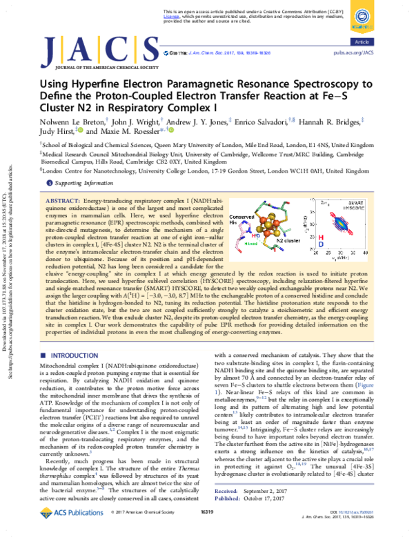(PDF) Using Hyperfine EPR Spectroscopy to define the Proton-Coupled ...
