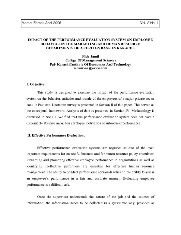 (PDF) Impact of the Performance Evaluation System on Employee Behavior ...