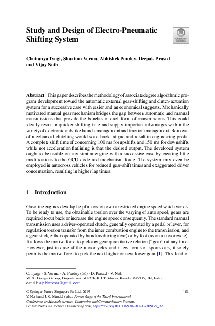 (PDF) Study and Design of Electro-Pneumatic Shifting System
