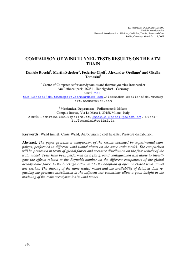 (PDF) Comparison of Wind Tunnel Tests Results on the Atm Train