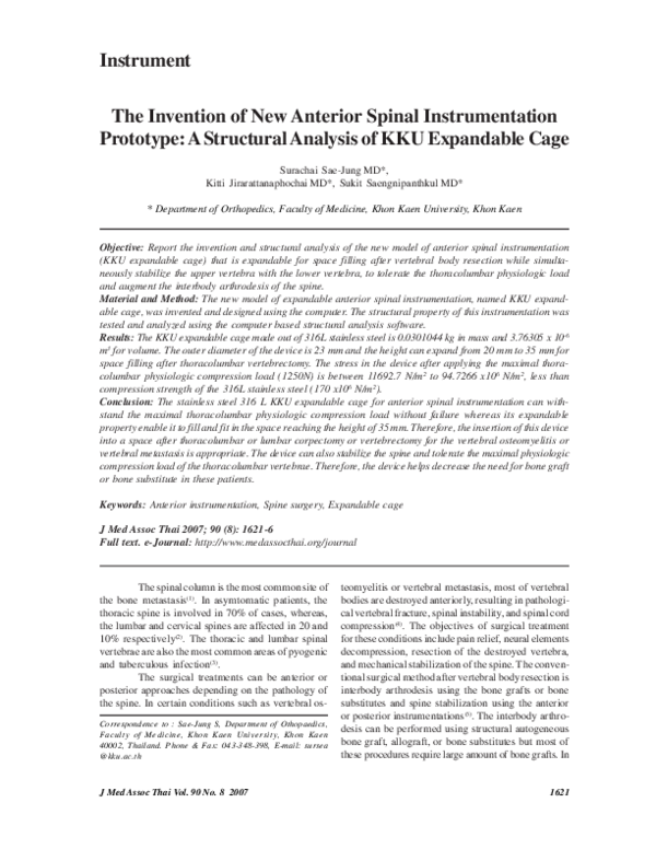 (PDF) The invention of new anterior spinal instrumentation prototype: a ...