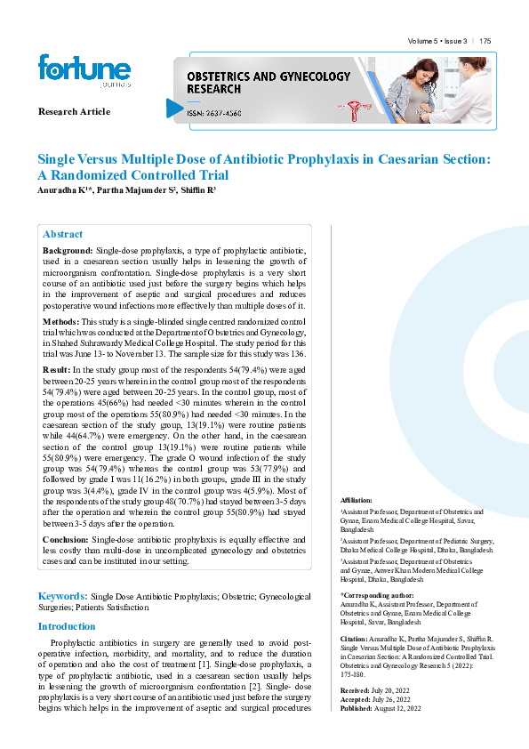 (PDF) Single Versus Multiple Dose of Antibiotic Prophylaxis in ...
