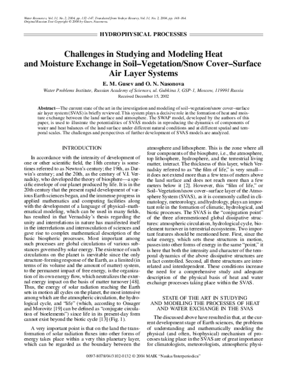 (PDF) Challenges in Studying and Modeling Heat and Moisture Exchange in ...